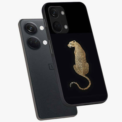 Regal Leopard Glass Case for 1+Nord 3 angled mockup showcasing glossy glass finish and detailed animal textures