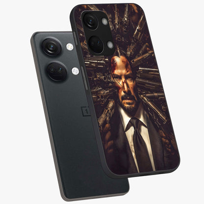 Relentless Shadow Assassin Glass Case for 1+Nord 3 angled mockup showcasing glossy finish and dramatic shadow detailing