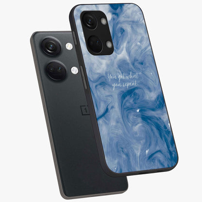 Repeat Your Destiny Glass Case for 1+Nord 3 angled mockup showcasing glossy finish and clean modern detailing