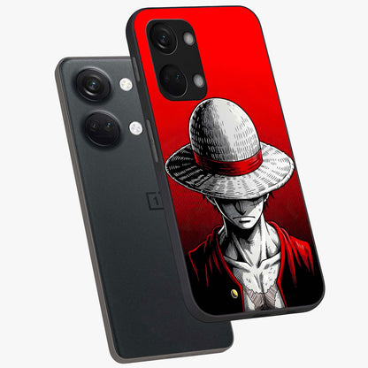 Scarlet Pirate Resolve Glass Case for 1+Nord 3 angled mockup showcasing glossy finish and dramatic adventurous tones