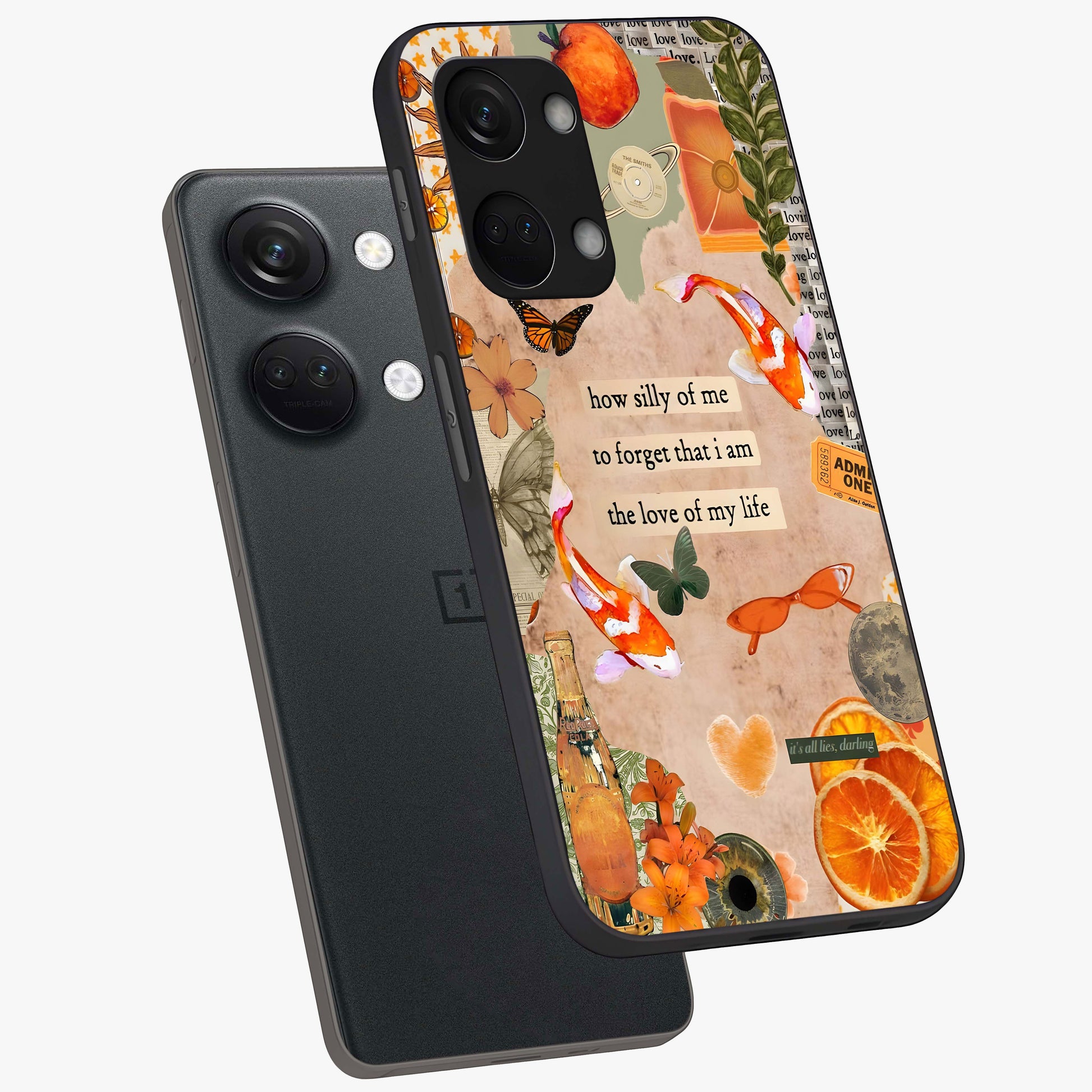 Soft Chaos Aesthetic Glass Case for 1+Nord 3 angled mockup showcasing glossy glass finish and blended gradient detailing