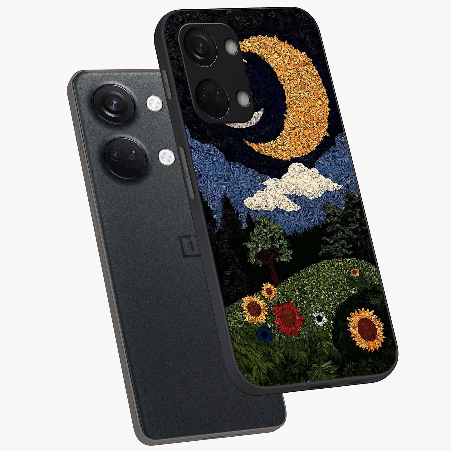 Sun and Moonflowers Glass Case for OnePlus Nord 3 |1+Nord 3