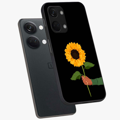 Sun Moon Stormy Sky Glass Case for 1+Nord 3 angled mockup showcasing glossy finish and bold contrast tones