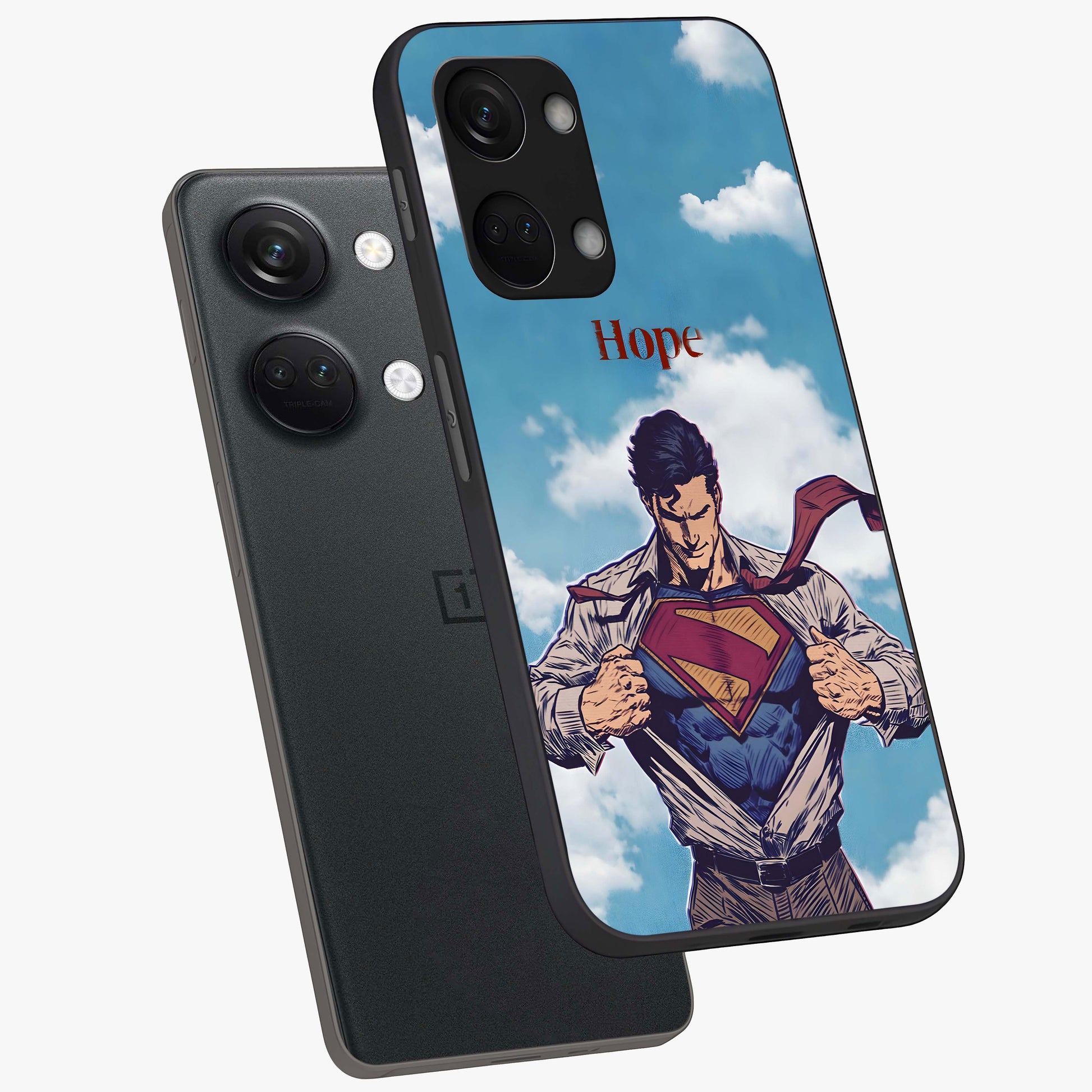 Symbol of Hope Glass Case for 1+Nord 3 angled mockup showcasing glossy finish and uplifting design tones