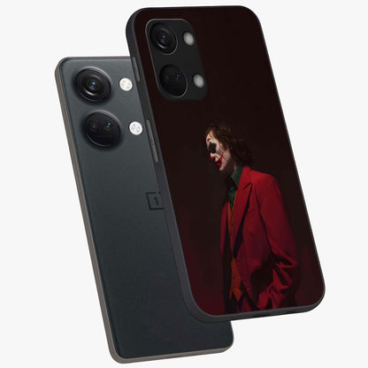 Tragic Chaos King Glass Case for 1+Nord 3 angled mockup showcasing glossy finish and bold shadow detailing