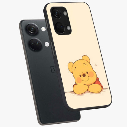 Winniethe Pooh Glass Case for 1+Nord 3 angled mockup showcasing glossy finish and soft playful tones