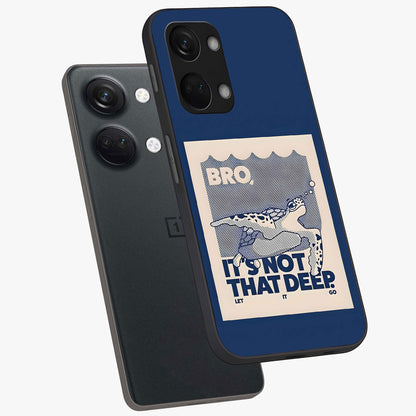 Worry Less Swim Glass Case for 1+Nord 3 angled mockup showcasing glossy finish and fresh ocean tones