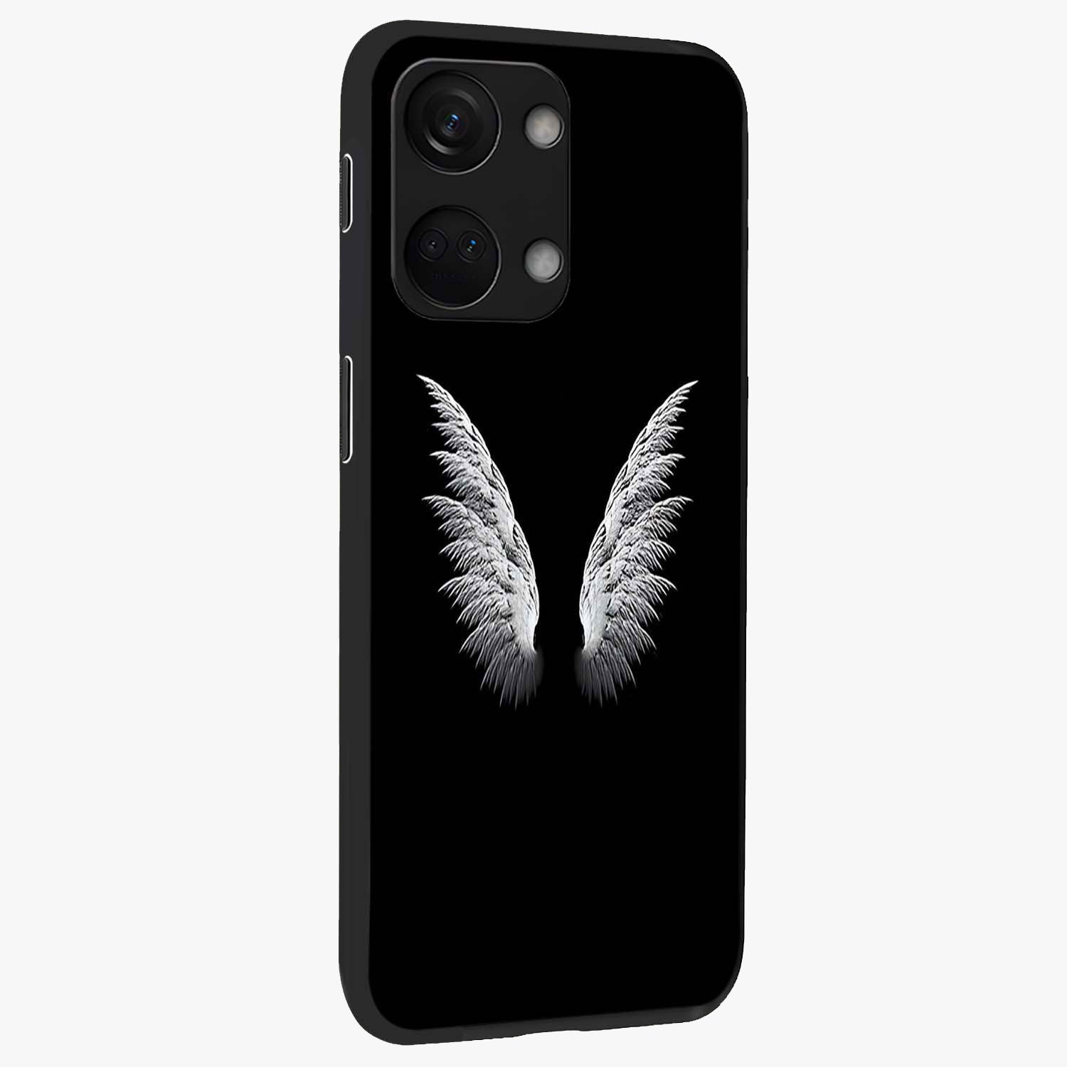 Angel Wing Grace Glass Case for 1+Nord 3 side perspective highlighting delicate wing illustration details