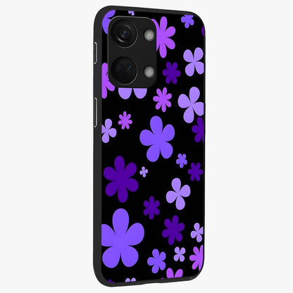 Blue Retro Pop Flowers Glass Case for 1+Nord 3 side perspective highlighting colorful vintage floral detailing