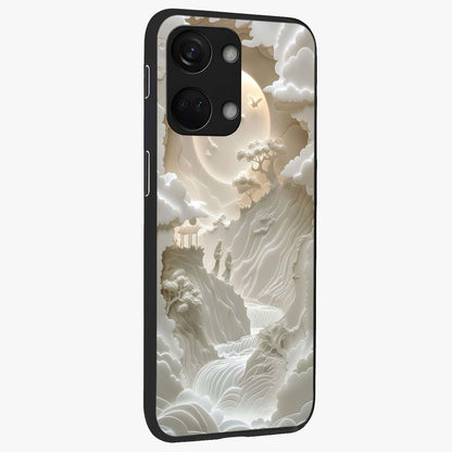 Celestial Origami Glass Case for 1+Nord 3 side perspective highlighting sharp detailing and smooth premium build