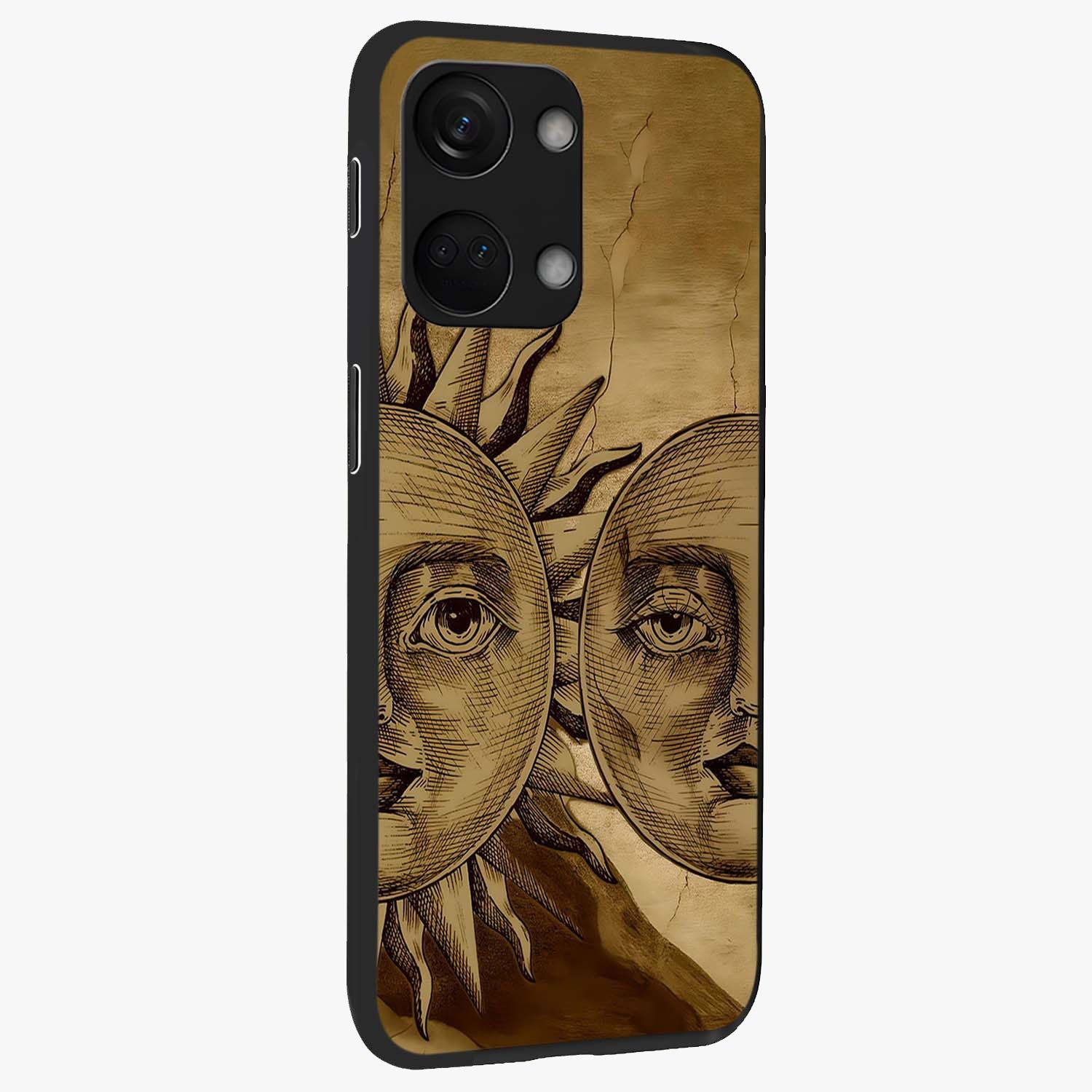 Celestial Relic Glow Glass Case for 1+Nord 3 side perspective highlighting intricate celestial textures and sleek build