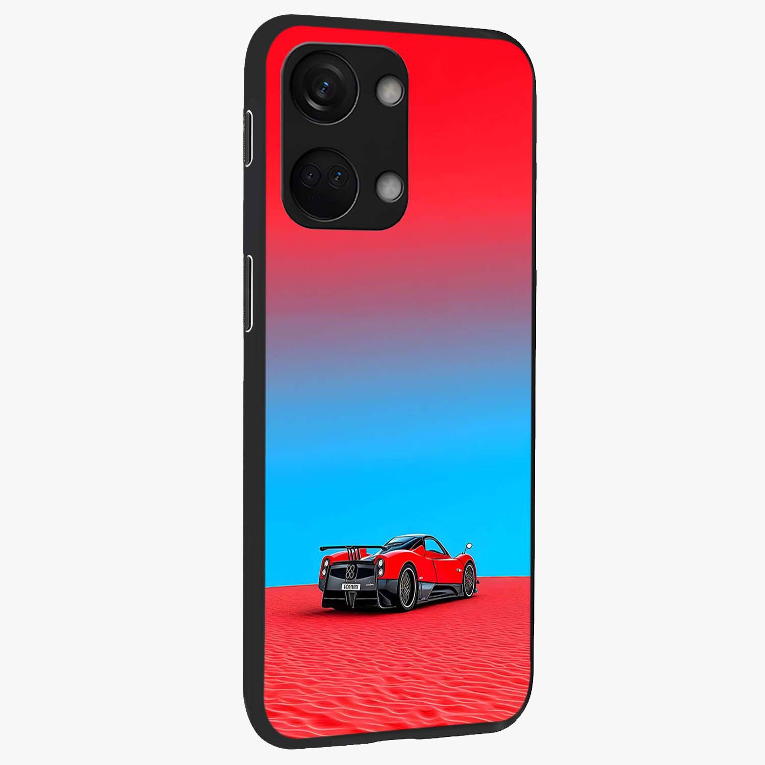 Crimson Speed Mirage Glass Case for 1+Nord 3 side perspective highlighting smooth aerodynamic design and premium edges