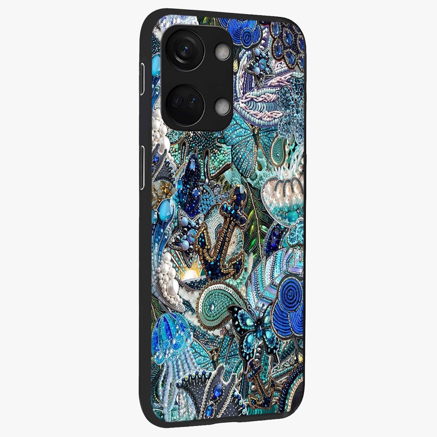 Crystal Ocean Magic Glass Case for 1+Nord 3 side perspective highlighting wave textures and smooth premium build
