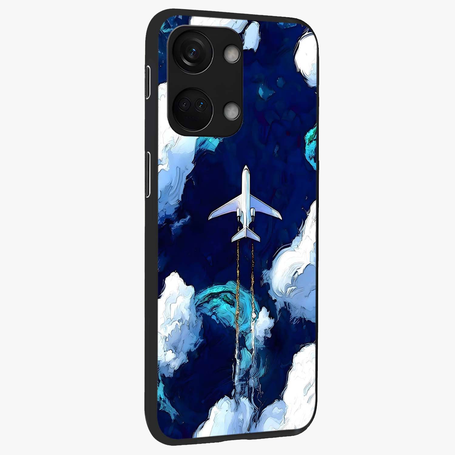 Dark Airplane Glass Case for 1+Nord 3 side perspective highlighting sleek aviation detailing and premium build