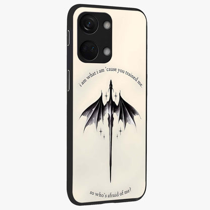 Dragon Quote Art Glass Case for 1+Nord 3 side perspective highlighting intricate dragon textures and sleek build