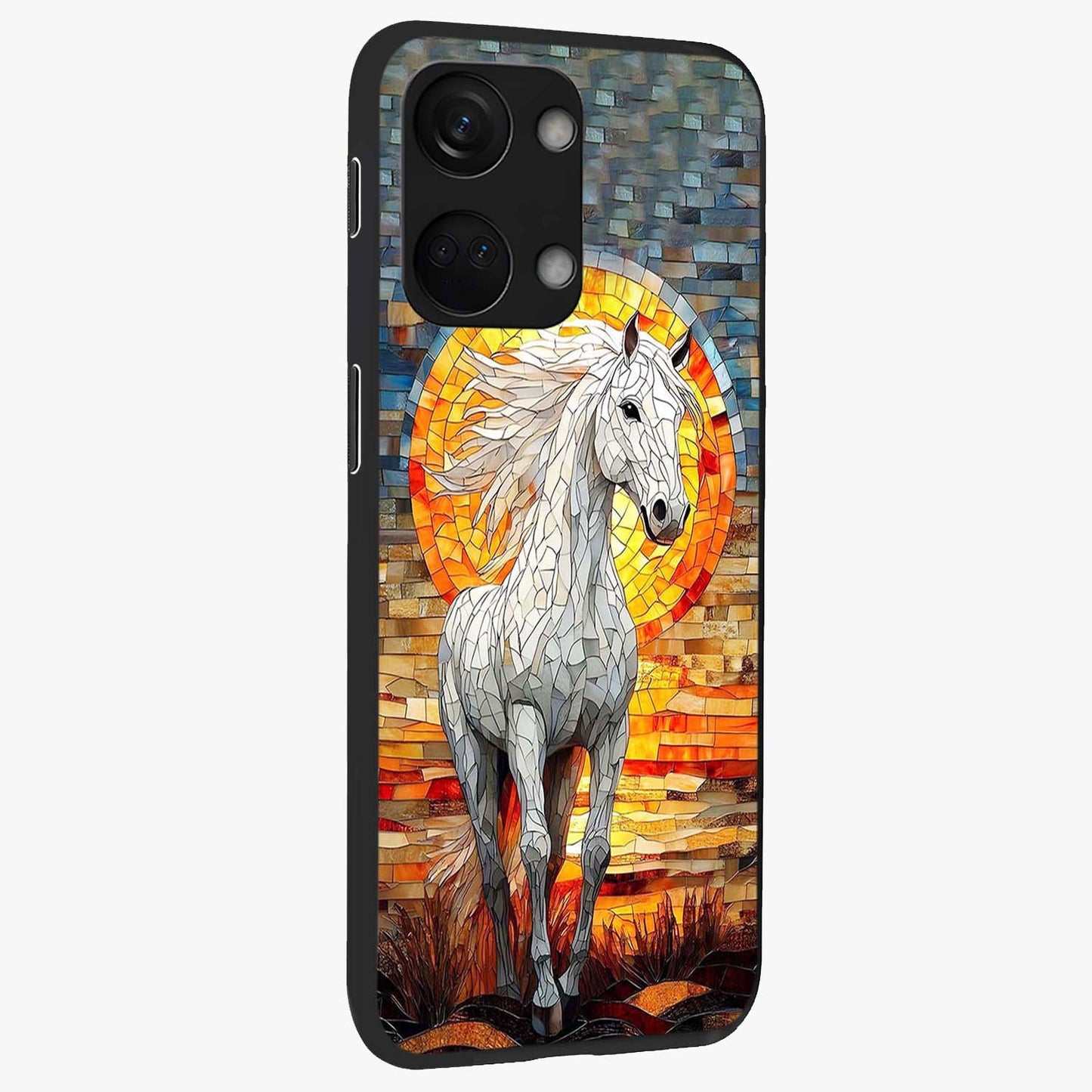 Elected Horse Glass Case for 1+Nord 3 side perspective highlighting strong textures and sleek premium build