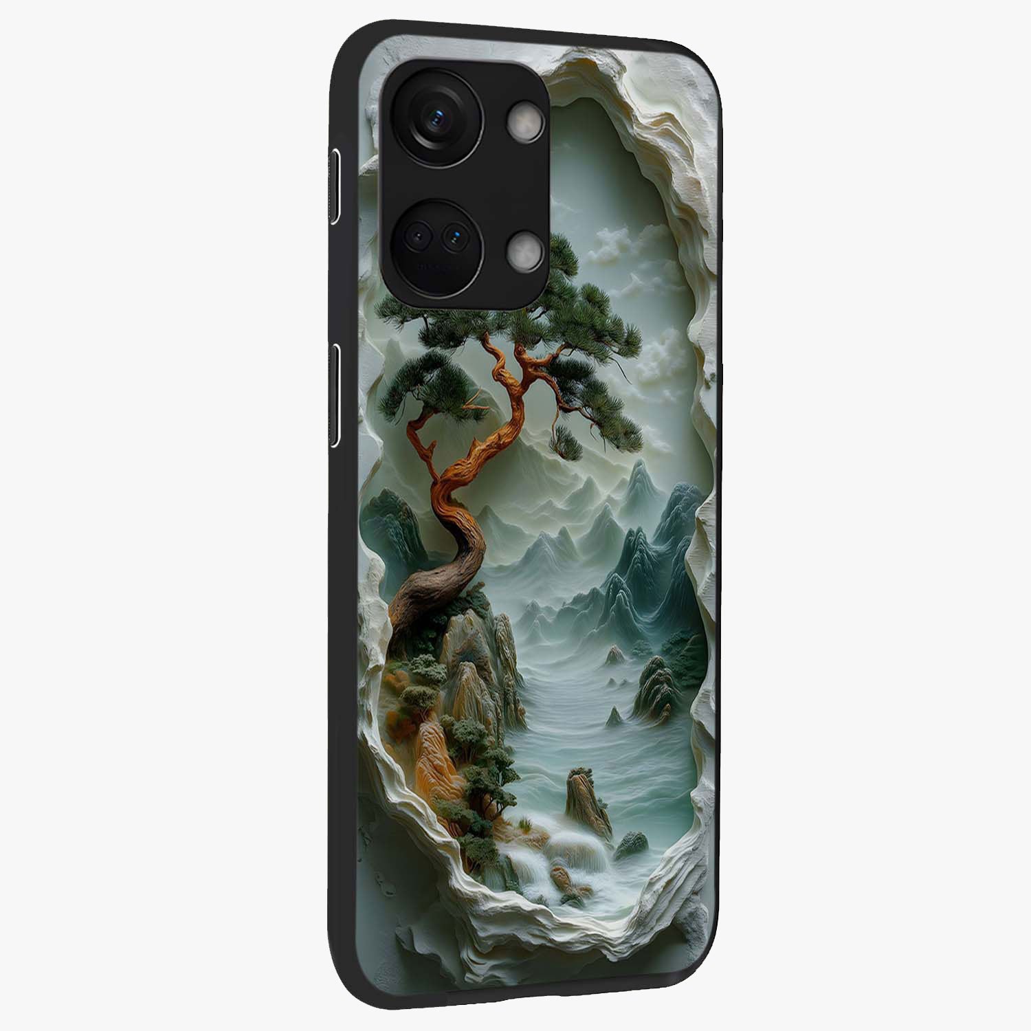 Eternal Nature Spirit Glass Case for 1+Nord 3 side perspective highlighting organic textures and sleek build