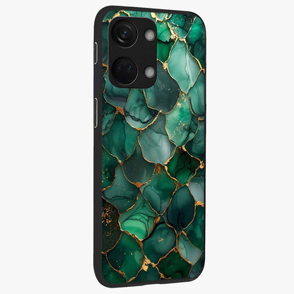 Geometric Polyester Pattern Glass Case for 1+Nord 3 side perspective highlighting sharp pattern textures and smooth premium build