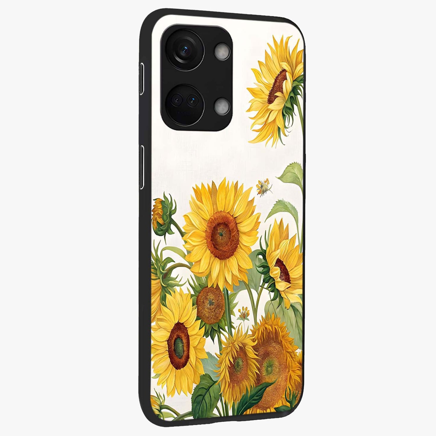 Golden Bloom Fields Glass Case for 1+Nord 3 side perspective highlighting delicate bloom textures and premium edges