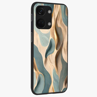 Golden Dune Waves Glass Case for 1+Nord 3 side perspective highlighting warm gradients and premium edges