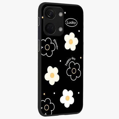 Happy Day Daisy Glass Case for 1+Nord 3 side perspective highlighting fresh floral textures and premium edges