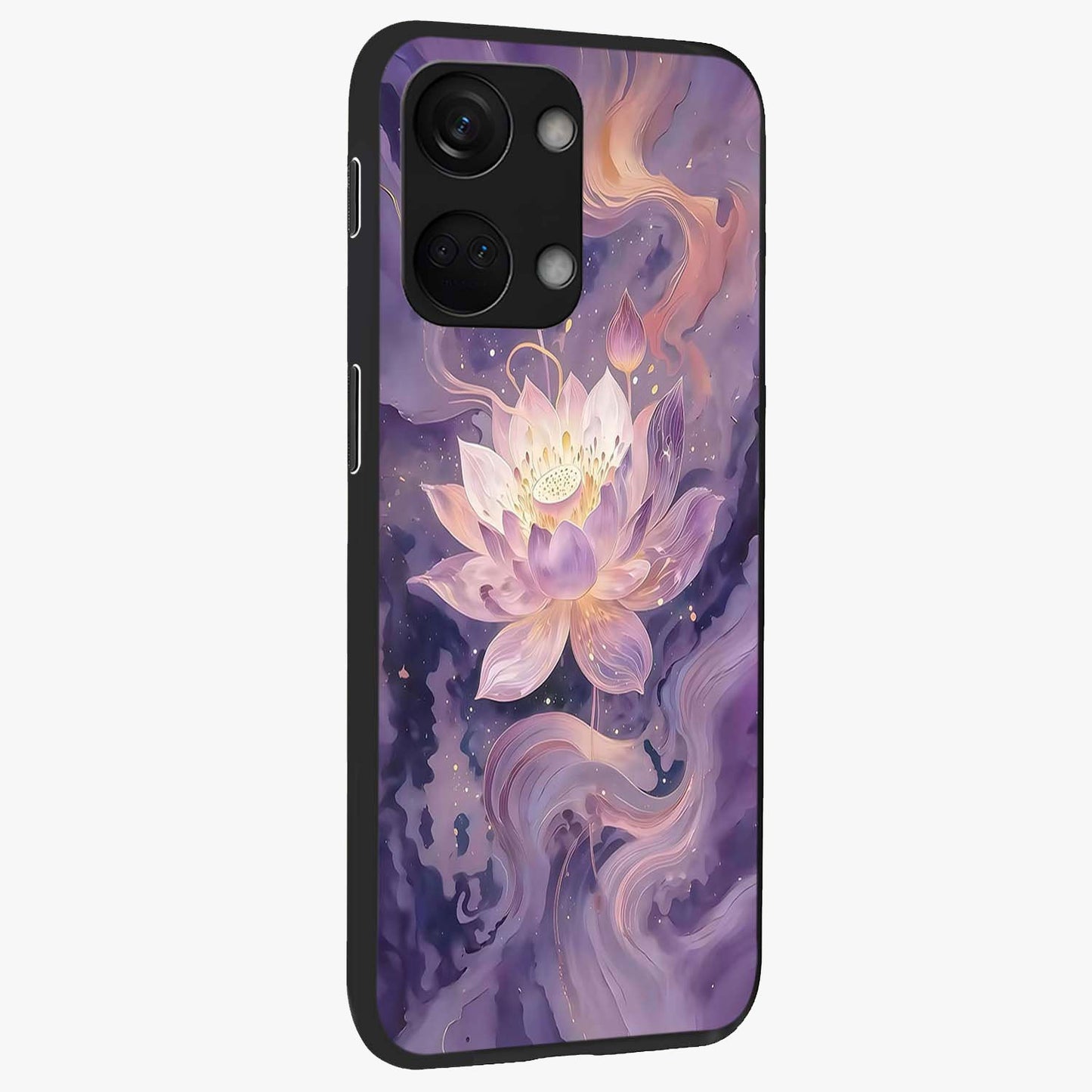 Lavender Lotus Muse Glass Case for 1+Nord 3 side perspective highlighting serene lotus textures and premium edges