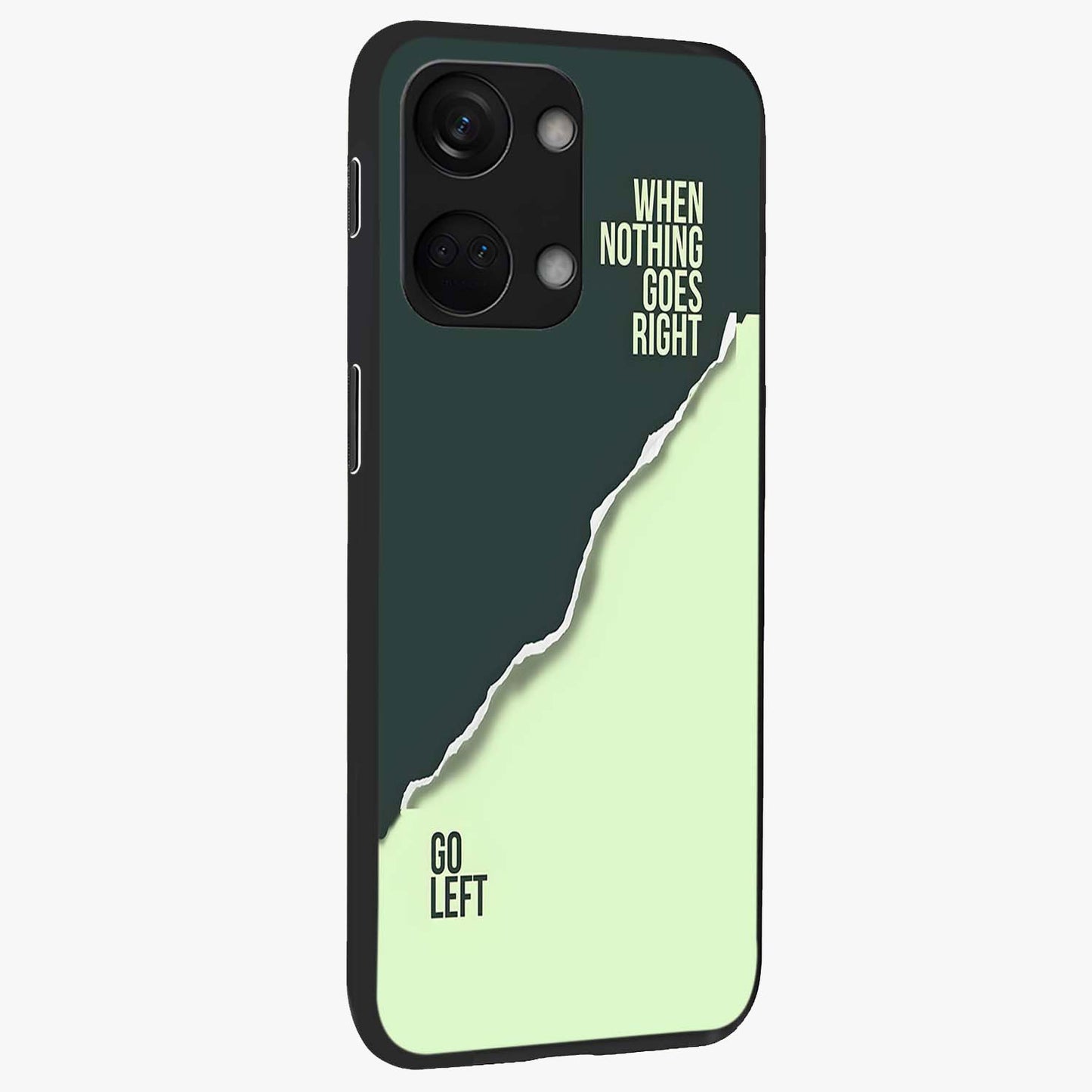Let Go Quote Glass Case for 1+Nord 3 side perspective highlighting bold text detailing and smooth premium edges