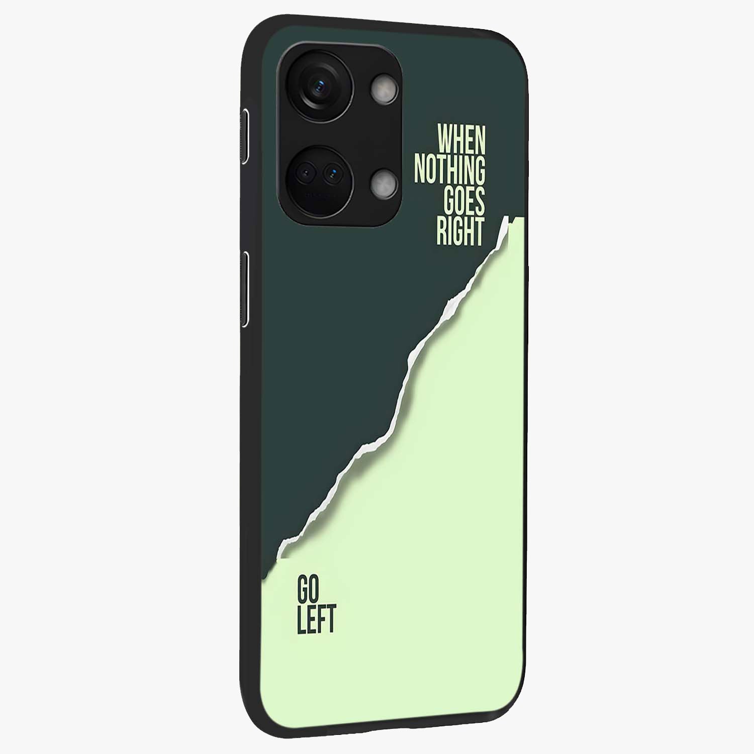 Let Go Quote Glass Case for 1+Nord 3 side perspective highlighting bold text detailing and smooth premium edges