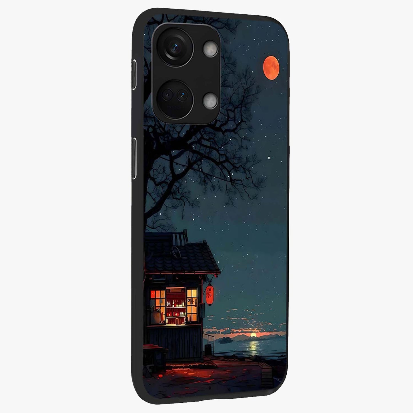 Midnight Lantern Glow Glass Case for 1+Nord 3 side perspective highlighting soft light textures and sleek build
