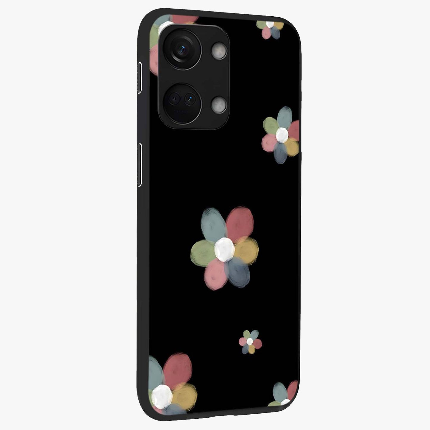 Minimal Floral Charm Glass Case for 1+Nord 3 side perspective highlighting refined minimal textures and smooth build