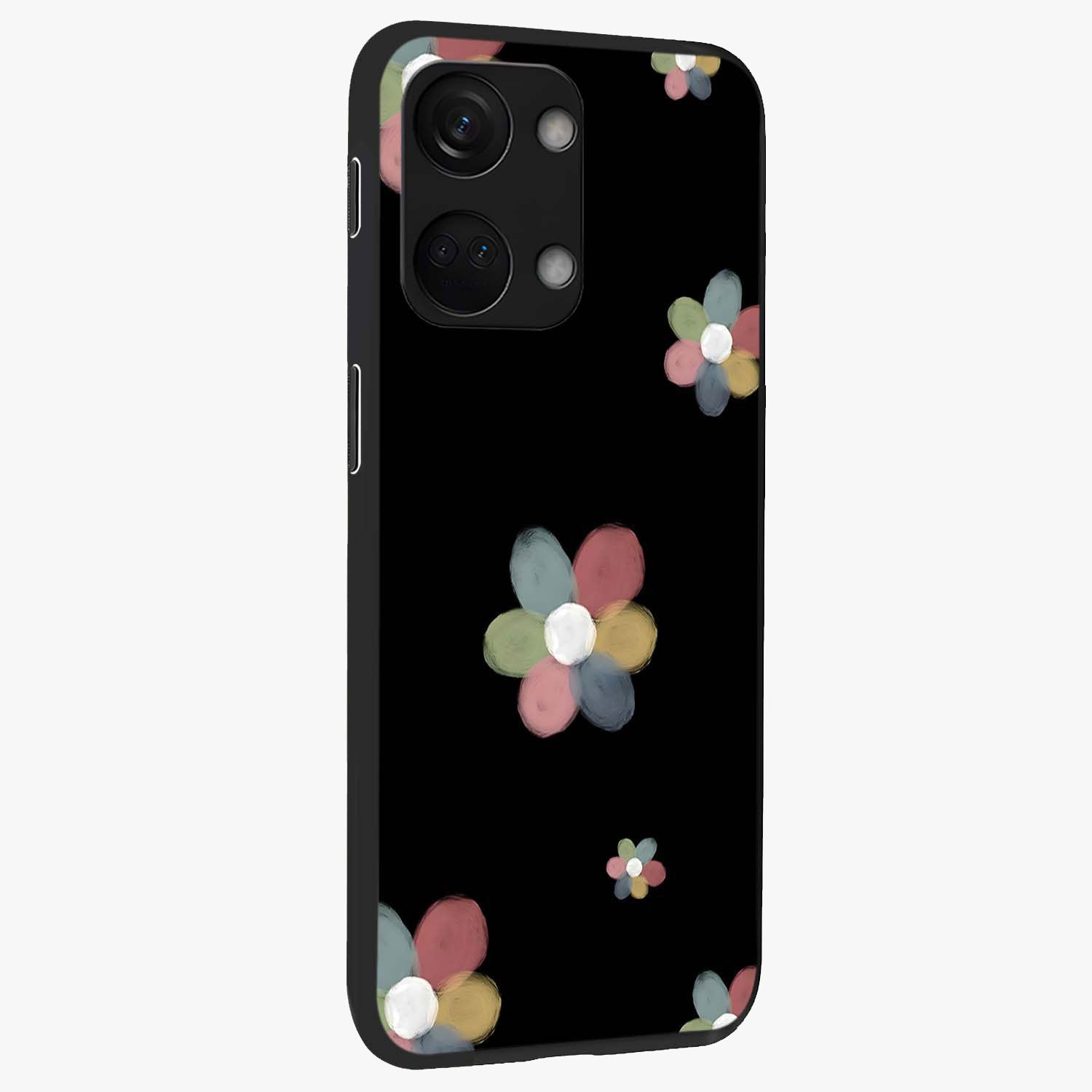 Minimal Floral Charm Glass Case for 1+Nord 3 side perspective highlighting refined minimal textures and smooth build