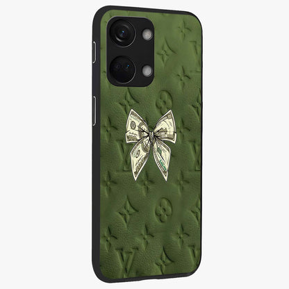 Money Bow Lv Glass Case for 1+Nord 3 side perspective highlighting stylish textures and sleek build