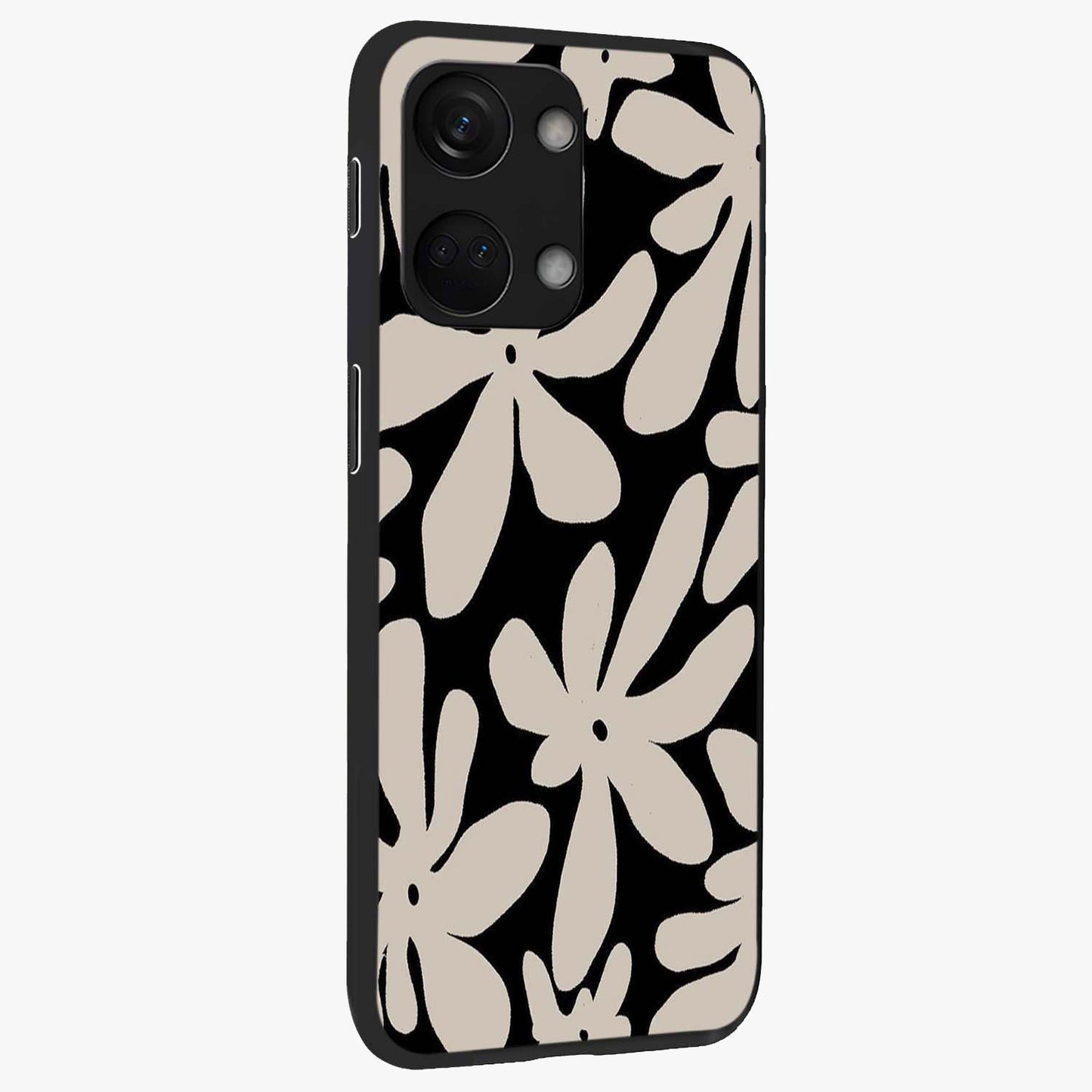 Monochrome Petal Dance Glass Case for 1+Nord 3 side perspective highlighting refined textures and premium edges