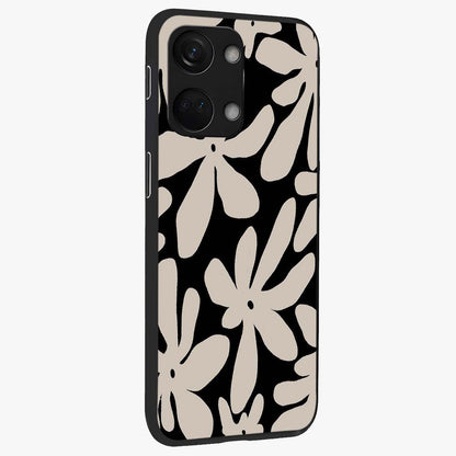 Monochrome Petal Dance Glass Case for 1+Nord 3 side perspective highlighting refined textures and premium edges