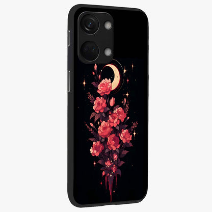 Moonlit Floral Elegance Glass Case for 1+Nord 3 side perspective highlighting elegant bloom detailing and smooth build