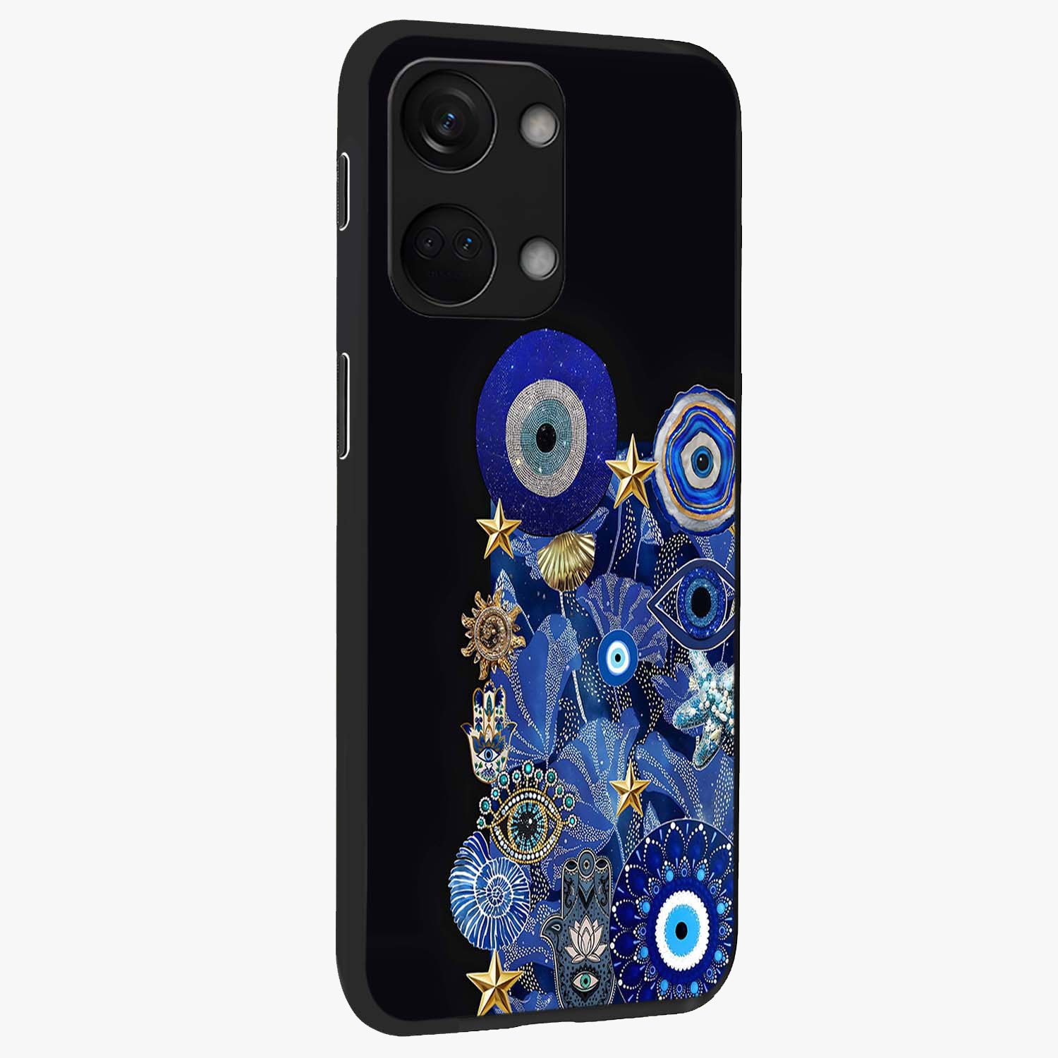 Mystic Ocean Eye Glass Case for 1+Nord 3 side perspective highlighting intricate eye textures and sleek edges