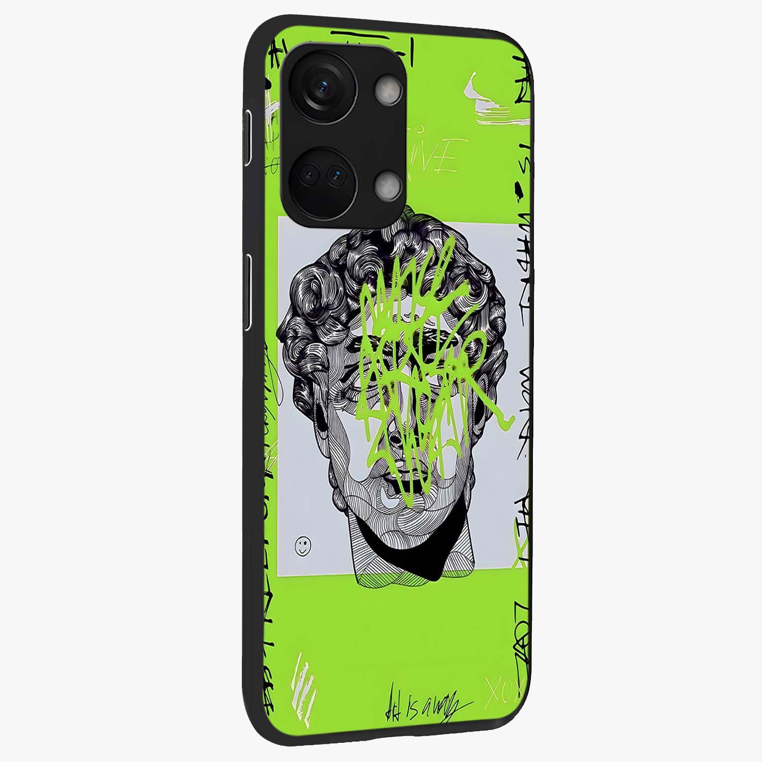 Neo Graffiti Rebellion Glass Case for 1+Nord 3 side perspective highlighting vibrant street textures and premium edges