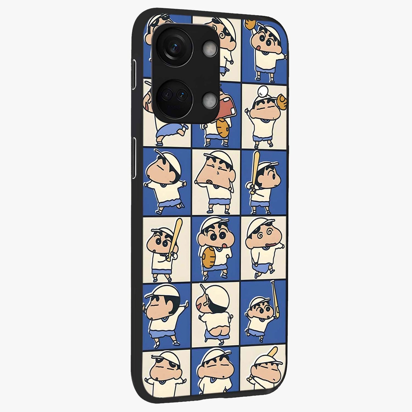 Playful Shin Swing Glass Case for 1+Nord 3 side perspective highlighting dynamic illustration textures and sleek build