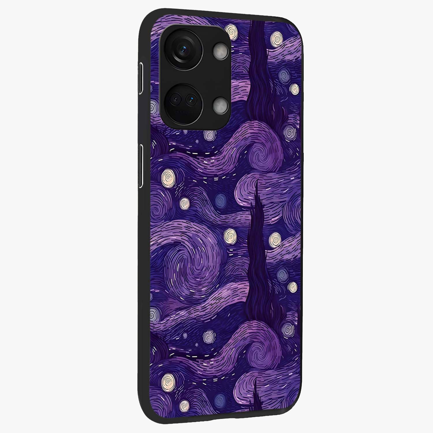 Purple Swirls Glass Case for 1+Nord 3 side perspective highlighting fluid textures and sleek premium build