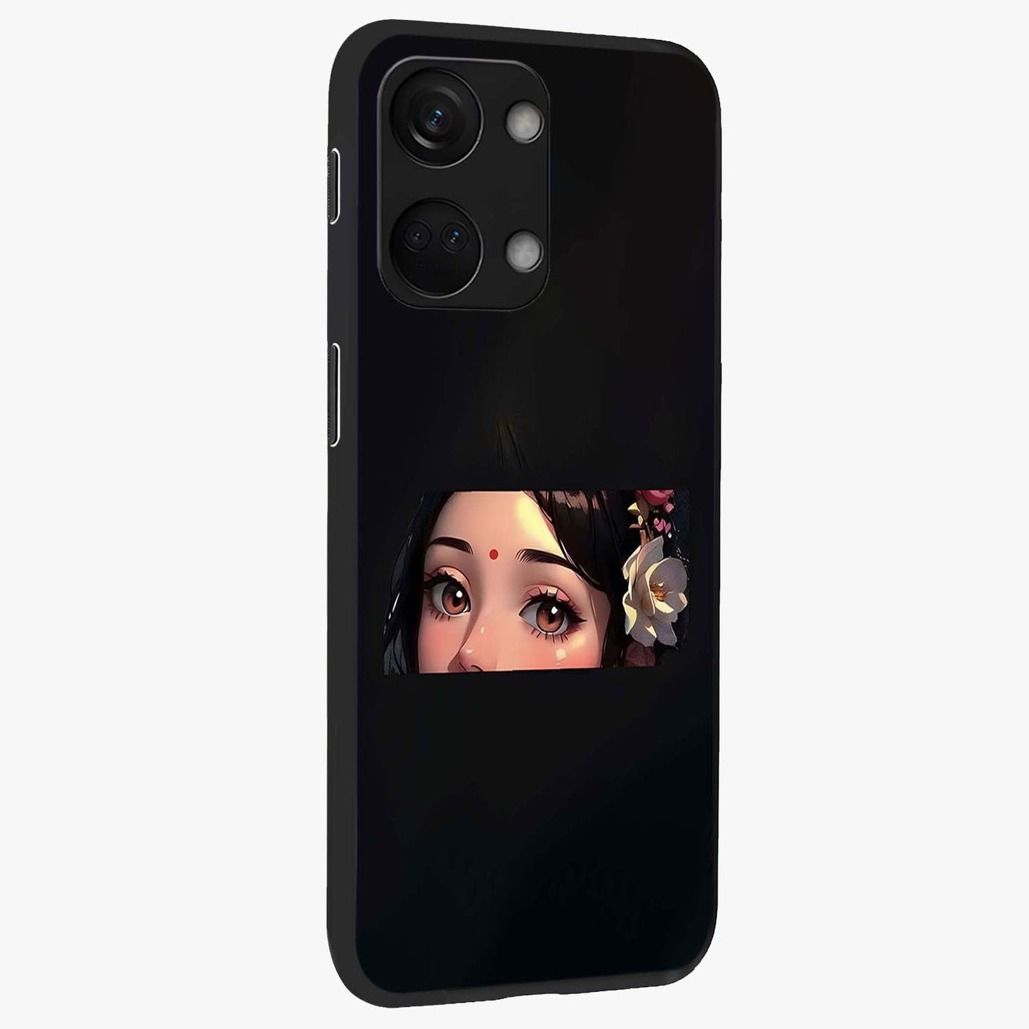 Radha Divine Embrace Glass Case for 1+Nord 3 side perspective highlighting intricate divine detailing and premium edges