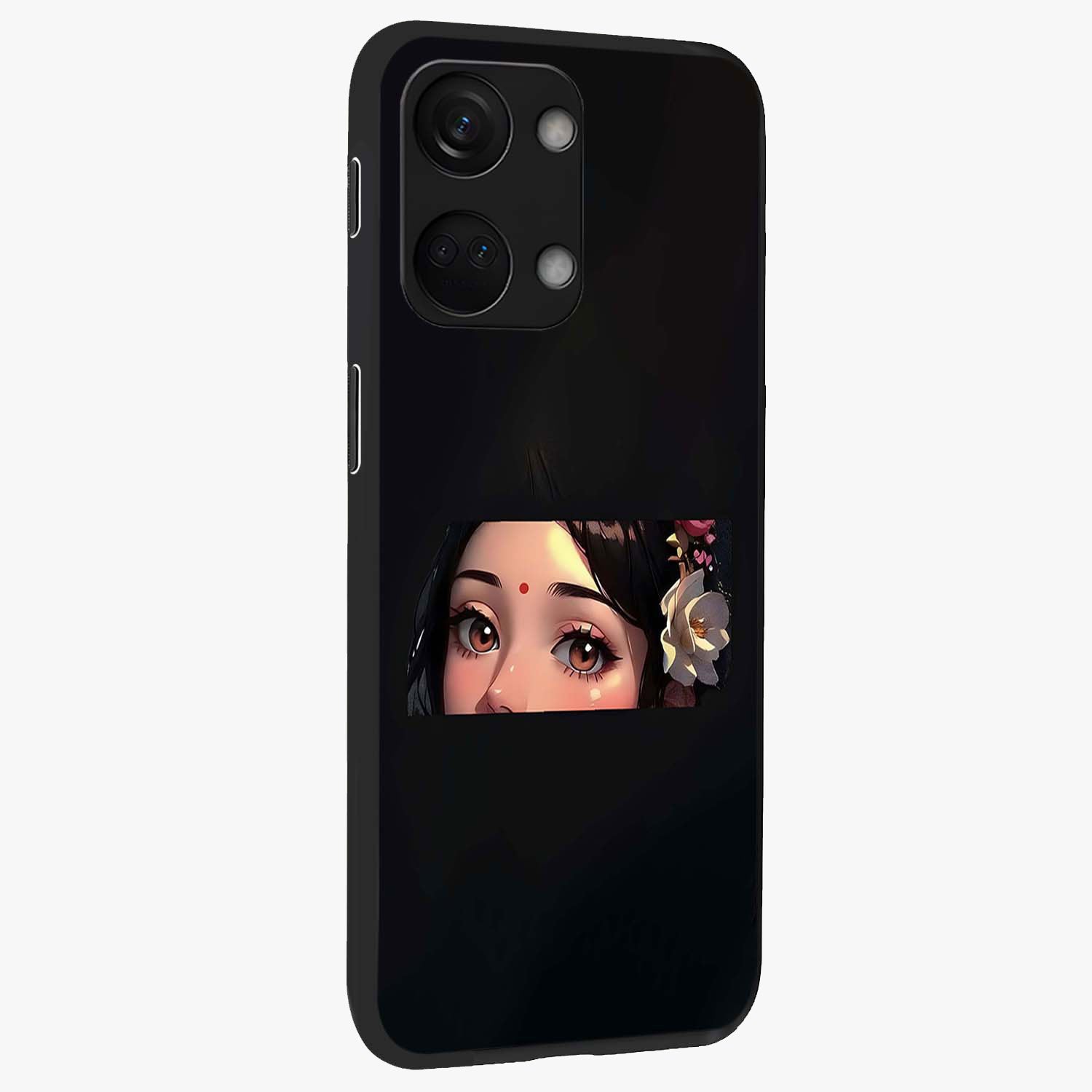 Radha Divine Embrace Glass Case for 1+Nord 3 side perspective highlighting intricate divine detailing and premium edges