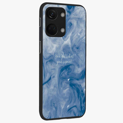 Repeat Your Destiny Glass Case for 1+Nord 3 side perspective highlighting strong text textures and premium edges