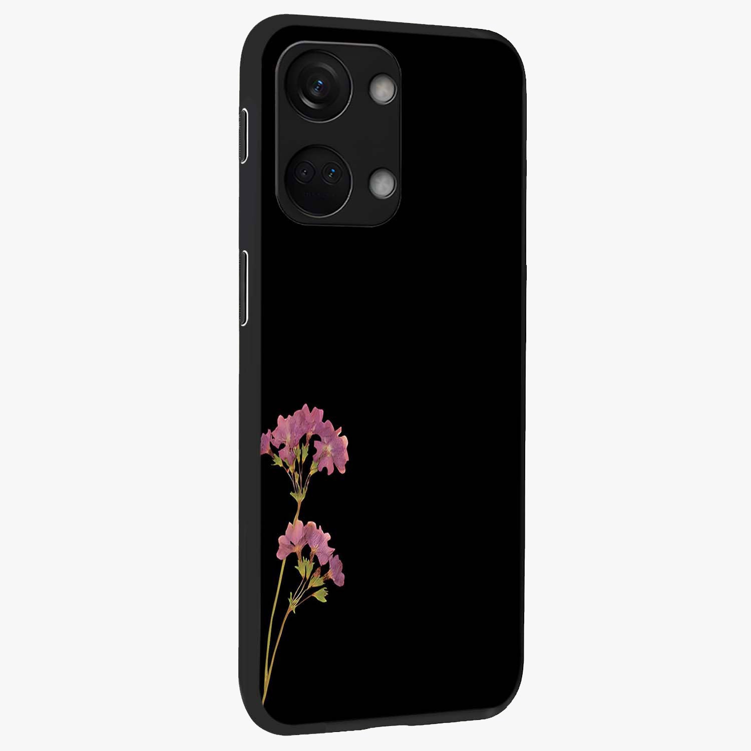 Riching Lavender Flower Glass Case for 1+Nord 3 side perspective highlighting delicate bloom textures and premium edges