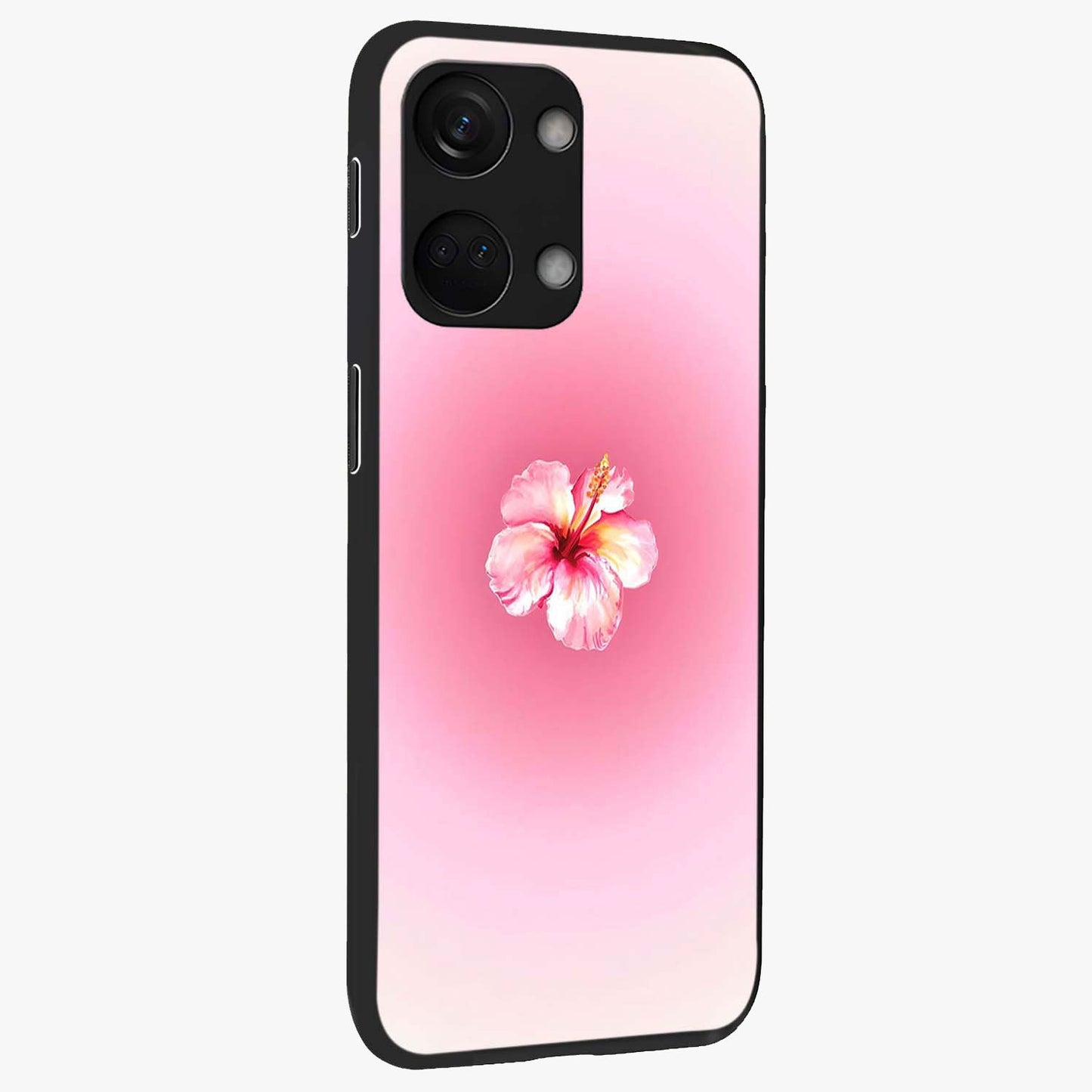 Soft Petal Serenity Glass Case for 1+Nord 3 side perspective highlighting refined petal textures and premium edges