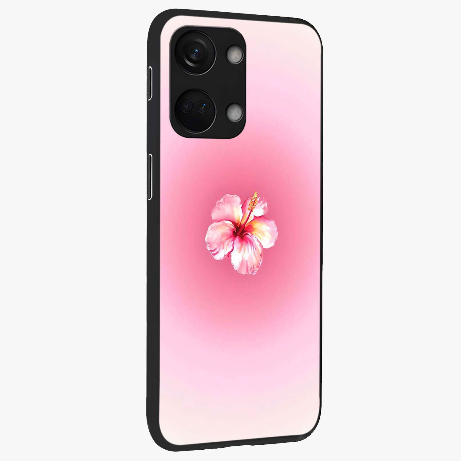 Soft Petal Serenity Glass Case for 1+Nord 3 side perspective highlighting refined petal textures and premium edges