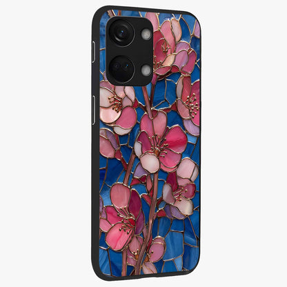 Stained Bloom Grace Glass Case for 1+Nord 3 side perspective highlighting intricate bloom textures and smooth premium build