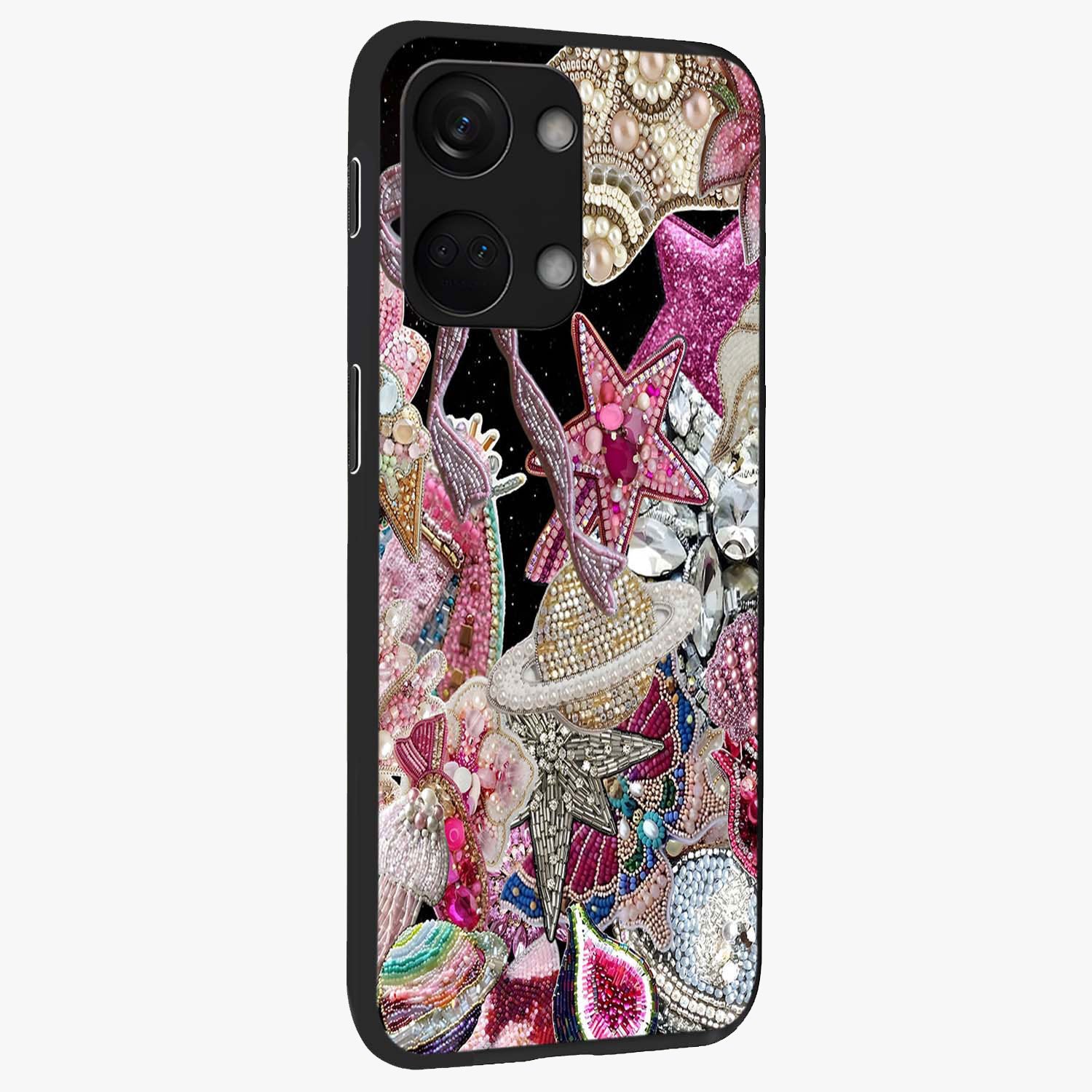 Starlit Jewel Dream Glass Case for 1+Nord 3 side perspective highlighting sparkling textures and sleek premium build