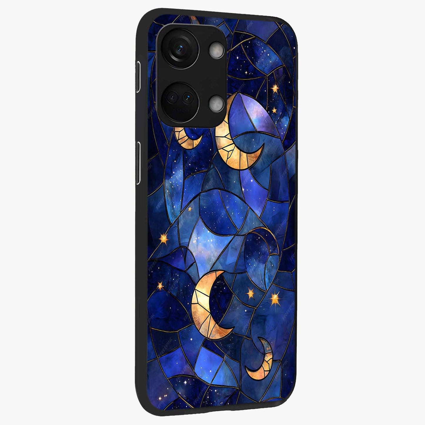 Starlit Sky Tapestry Glass Case for 1+Nord 3 side perspective highlighting intricate celestial textures and premium edges