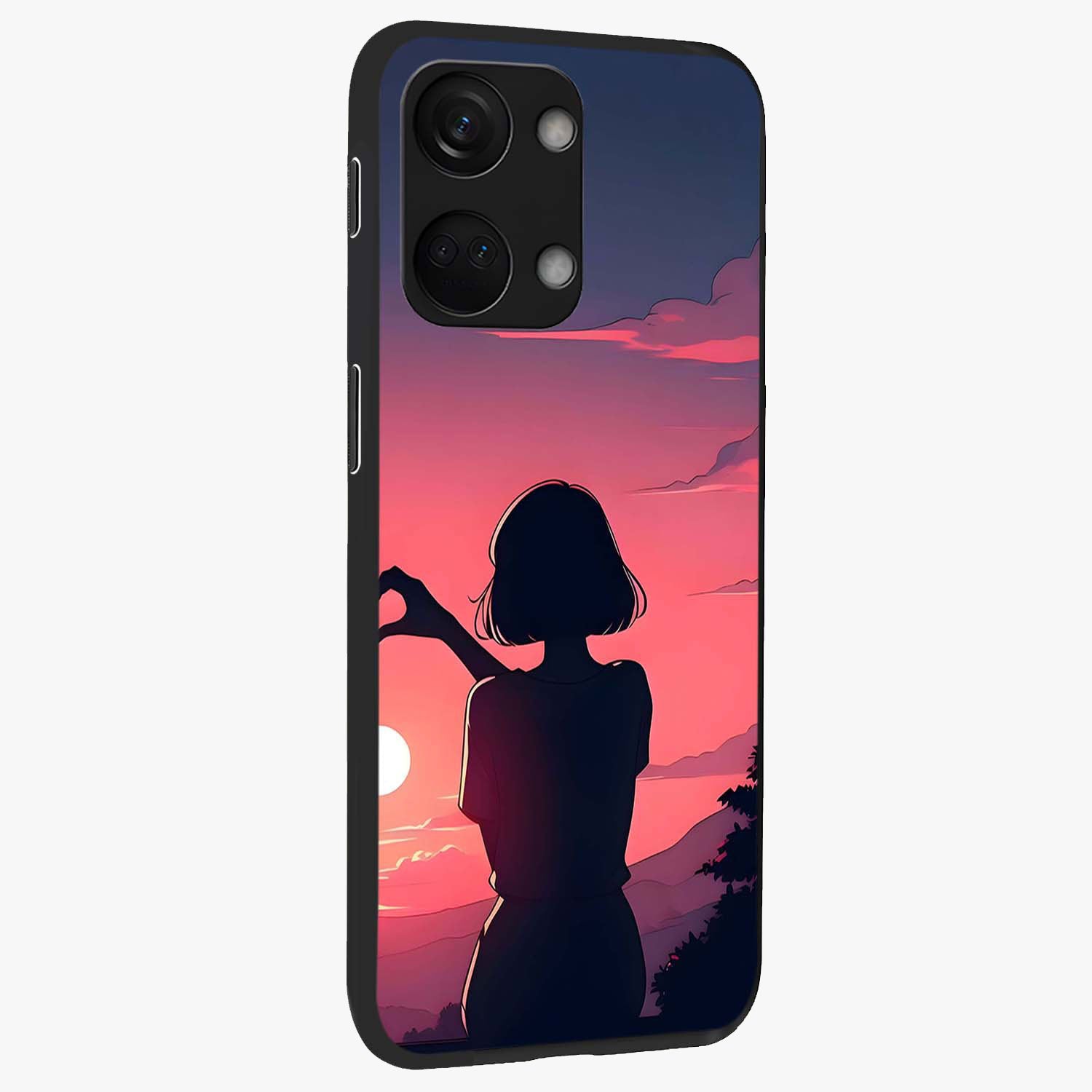 Sunset Silhouette Boy Glass Case for 1+Nord 3 side perspective highlighting dramatic horizon textures and premium edges