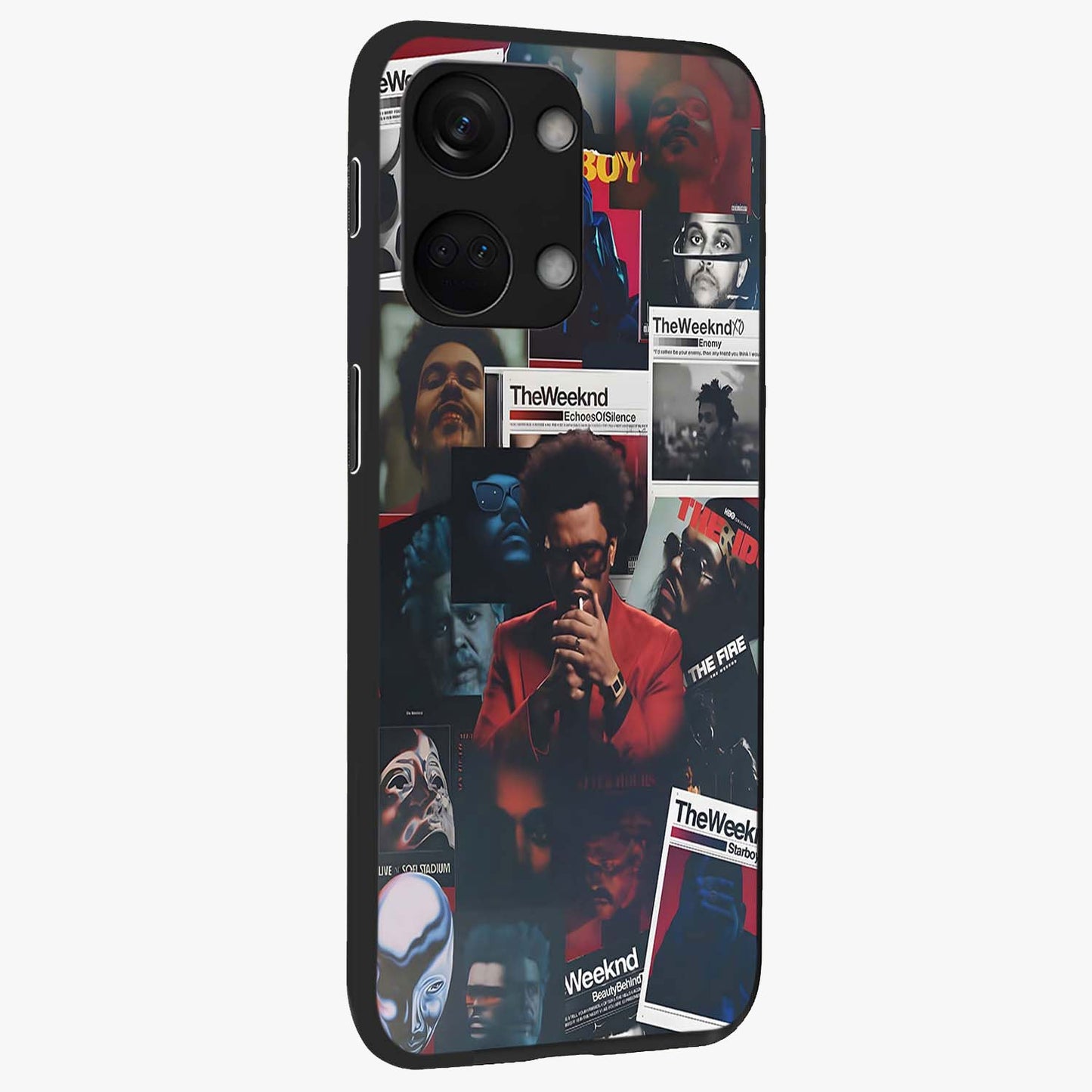 The Weeknd Glass Case for 1+Nord 3 side perspective highlighting sleek graphic textures and smooth build